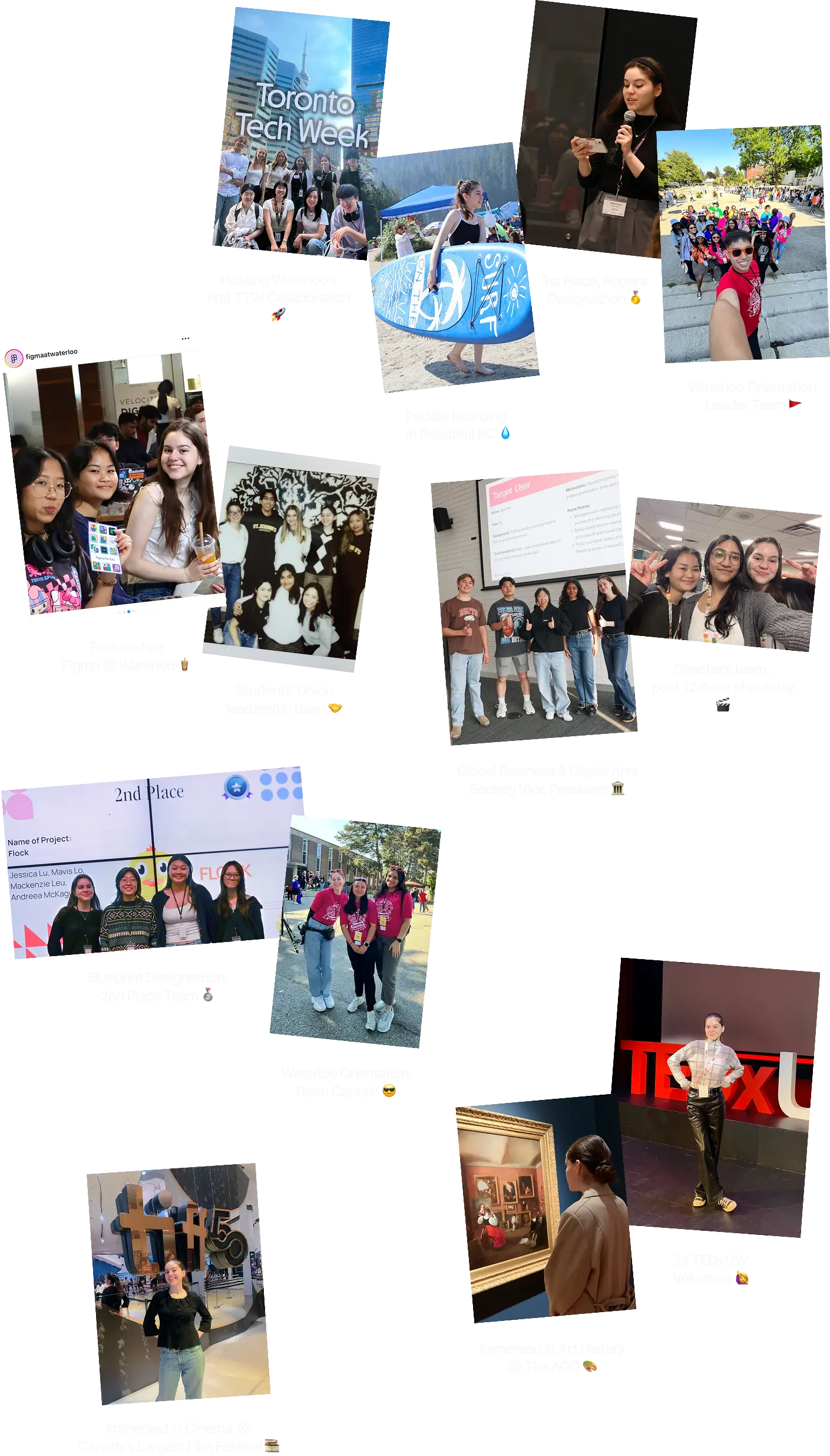 Image Collage of Andreea Volunteering and Hobbies