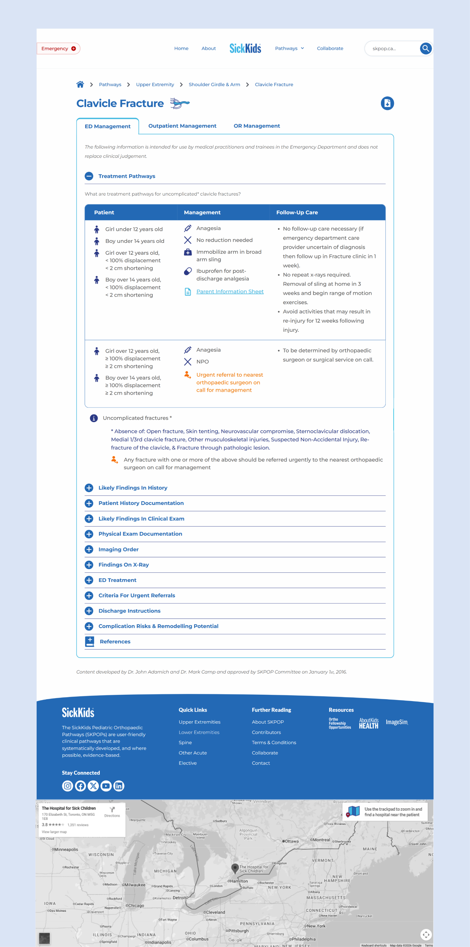 Full screen shot of clavicle page